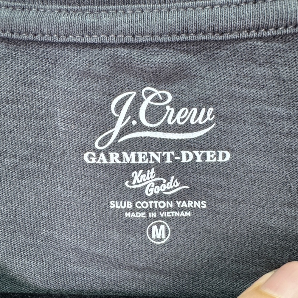J Crew Tshirt Mens M Charcoal Gray Garment Dyed Slub Cotton Pocket Tee Preppy - Picture 5 of 11